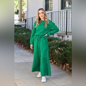 Full Size Textured Long Sleeve Top and Drawstring Pants Set